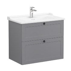 Vitra Root Classic 68871 Lavabo Dolabı, İki Çekmeceli, 80 Cm, Mat Gri, Klasik Lavabolu